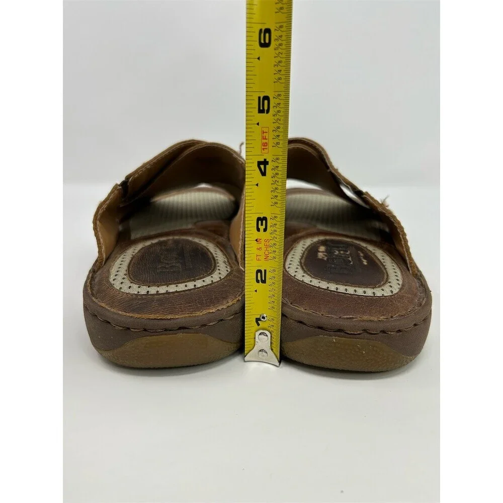 Born Men's Slide Sandals Brown Cross Strap Slip-On Comfort Casual Size 13
